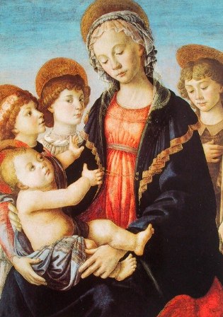 Botticelli: Madonna and Child, young Saint John, and two angels