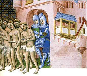 <p>Cathars expelled in their skivvies</p>